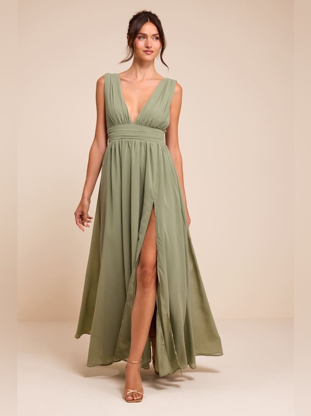 Lulus Heavenly Hues Sage Brush Maxi Dress New with Tags Small